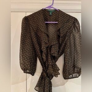 LAUREN Ralph Lauren Blouse With Tie, Size L